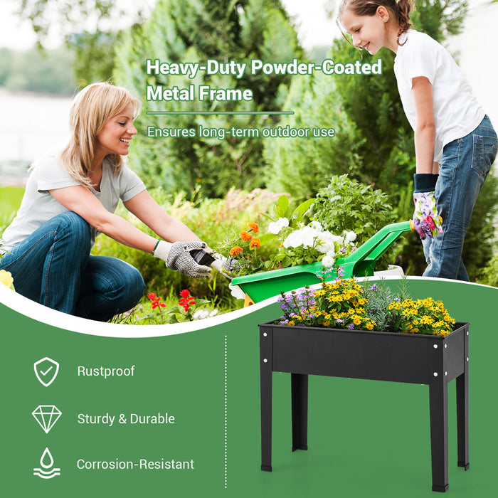 Costway 24\" Raised Garden Bed With Legs Metal Elevated Planter Box Drainage Hole Backyard