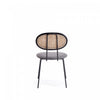 Jardin Industry Chic Cane Back Upholstered Dining Chair in Black and Gray - Set of 4 | Chaise de salle a manger Jardin Industry Chic avec dossier en cannage et assise rembourree, noir et gris - Lot de 4
