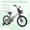Costway 16" Kid's Bike With Training Wheels Adjustable Handlebar & Seat Handbrake Silver