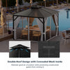 Costway 10' X 10' Patio Double-top Hardtop Gazebo Galvanized Steel Roof Aluminum Frame