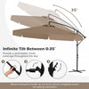 Costway 10 FT Offset Hanging Umbrella Patio Cantilever Umbrella with Cover Brown