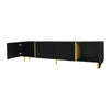 Frances Modern Tv Stand With 4 Doors,high-gloss Black Tv Stand | Meuble Tv Moderne Frances Avec 4 Portes, Noir Laque Brillant