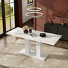 Vero 71 Inch Modern Rectangular Dining Table with Dual Pedestal Base and Marble Effect Finish, White Marble | Vero Table a Manger Rectangulaire Moderne 71 po avec Base a Double Piedestal et Finition Effet Marbre, Marbre Blanc