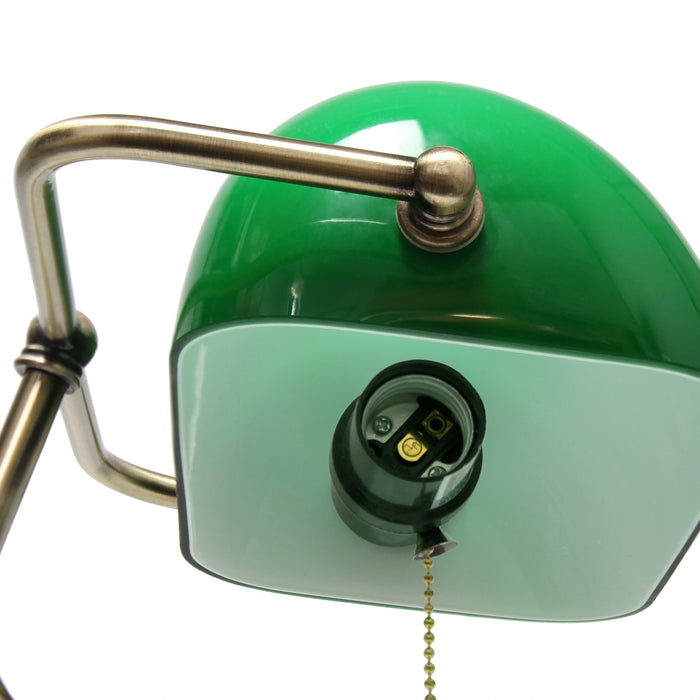 Roosevelt Executive Banker's Desk Lamp with Glass Shade, Apple Green, 15\"H