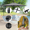 Costway 10FT Patio Offset Umbrella Sun Shade Solar Powered LED 360° Rotation Gray