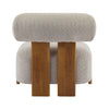 Luma Modern Boucle Lounge Chair with Rolled Backrest and Solid Wood Frame, Almond, Natural | Luma Fauteuil de Salon Moderne en Bouclette a Dossier Enroule et Cadre en Bois Massif, Amande, Naturel