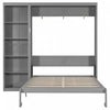 Jessie Space-Saving Multi-Functional Wall Bed with Shelves,Queen Size,Grey Queen Bed | Jessie Lit escamotable mural multifonction avec etageres, Taille Queen, Gris