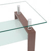 Liam Modern Rectangle Clear Tempered Glass Coffee Table,Walnut | Table basse moderne rectangulaire en verre trempe transparent Liam, finition noyer