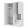 Lydia 47.2" 2-doors Wooden Wardrobe Storage With Shelves And 3 Drawers - White | Armoire De Rangement Lydia En Bois De 47,2" Avec 2 Portes, Etageres Et 3 Tiroirs - Blanche