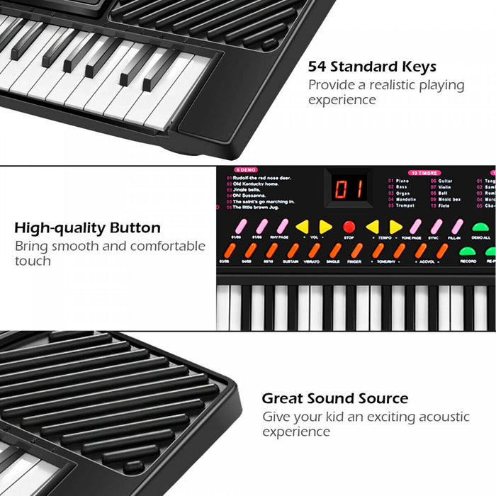 Costway 54 Keys Music Electronic Keyboard Kid Electric Piano Organ Mic & Adapter
