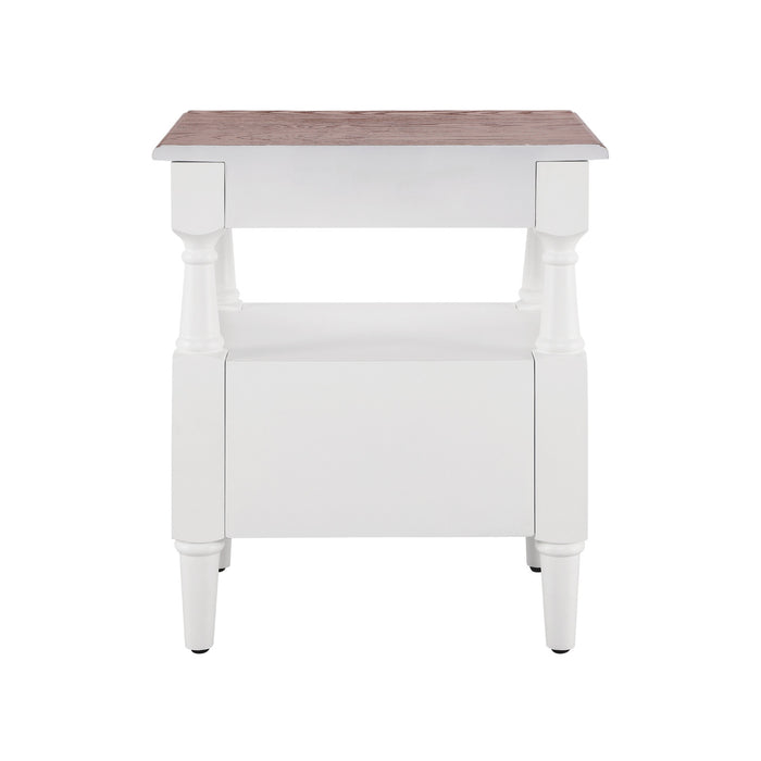 Aspen Nightstand Set of 2 with Drawers and Open Shelves, Milk White