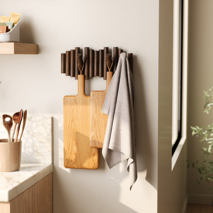 Umbra Picket Rail Wall Hooks - Aged Walnut