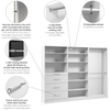 Bestar Florence 107" Modular Walk-In Closet System with Rods, Shelves and Drawers Slab Style - White|Système de pièce-penderie modulaire Florence de Bestar de 107 po avec tringles, tablettes et tiroirs de style lisse - blanc