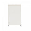 Abbey Modern 32" Tempered Glass Bookcase Cabinet in Maple and Off White (4-Shelf) - Set of 2 | Armoire bibliotheque moderne Abbey 32" en verre trempe, erable et blanc casse (4 etageres) - Lot de 2