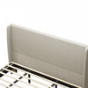 Harper Upholstered King Bed Frame with High Headboard, Linen Fabric - Beige | Cadre de lit King Harper rembourre avec tete de lit haute, en tissu lin, beige