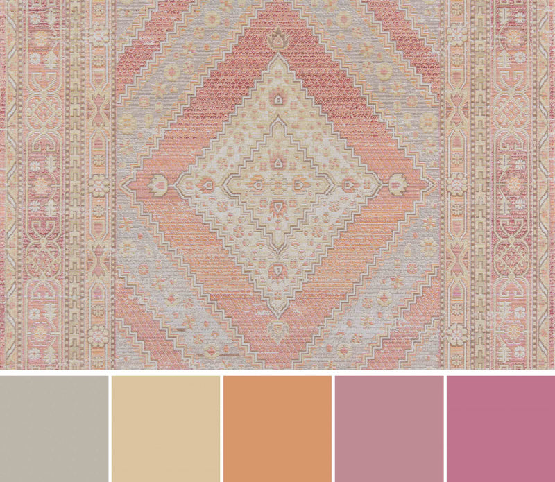 Poppy Traditional 9'3\" x 11'10\" Area Rug in Pink Indoor Area Rug
