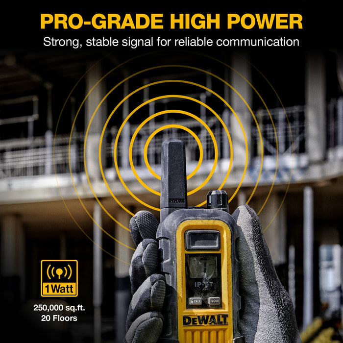 6 Dewalt DXFRS300 Work Site Walkie Talkies Plus Earpieces - 1 Watt, Heavy Duty, Long Range Indoor-Outdoor Two Way Radios + 22 Channel