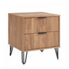 Dumbo Modern 20" Fluted Nightstand in Golden Brown (2-Drawer) | Table de nuit moderne Dumbo 20" a cannelures en brun dore (2 tiroirs)