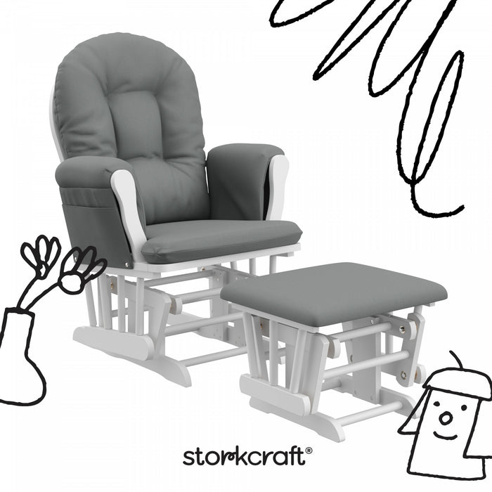 Storkcraft Hoop Glider and Ottoman - White/Gray