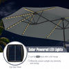 Costway 15.5 FT Extra-Large Patio Umbrella with LED Solar Lights & 12 Heavy-Duty Ribs Gray