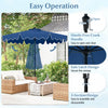 Costway 9 FT Patio Umbrella 2-Tier Market Table Umbrella with Sun-Protective Canopy Navy
