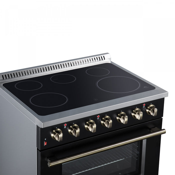 Forno Galiano 36 Inch Freestanding Electric range, 5 radiant burners, 5.36 cu.ft., Black - FFSEL6083-36BLK Electric Range