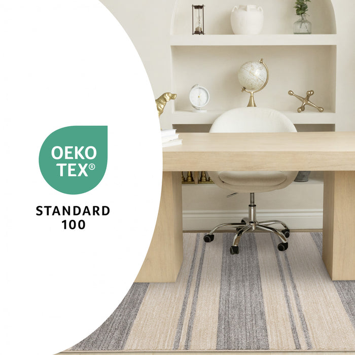 Covington Beige Grey Striped Design Rug, 7'10\" x 10'6\" Indoor Area Rug