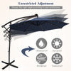 Costway 10FT Patio Offset Umbrella Solar Powered LED 360Degree Rotation Aluminum Navy