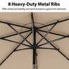 Costway 10 FT Solar Patio Umbrella with 24 LED Lights 8 Ribs & Tilt Adjustment Coffee