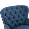 Arcadia Vintage-Inspired Lounge Chair with Nailhead Trim and Curved Backrest, Navy Blue | Arcadia Fauteuil de Salon d'Inspiration Vintage a Clous Decoratifs et Dossier Courbe, Bleu Marine