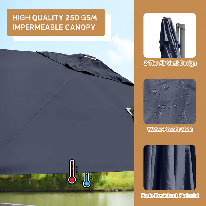Costway 10x10 ft Patio Offset Cantilever Umbrella Aluminum 360° Rotation Tilt Navy