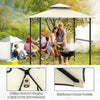 Costway 8' X 5' Grill Gazebo With 2 Shelves 7 Hooks Metal Frame Soft Top Beige