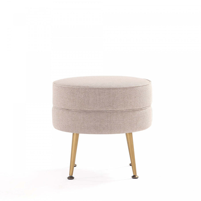 Bailey Mid-Century Modern Upholstered Accent Ottoman in Wheat - Set of 2