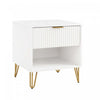 Dumbo Modern 20" Fluted Nightstand in White (1-Drawer) - Set of 2 | Table de nuit moderne Dumbo 20" a cannelures en blanc (1 tiroir) - Lot de 2
