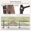Costway Patio 9.5FT Square Cantilever Offset Hanging Umbrella 2-Tier 360° Outdoor Coffee