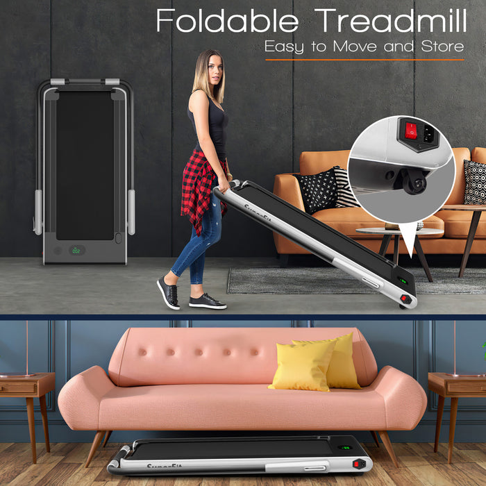 Superfit 2.25hp 2-in-1 Folding Under Desk Treadmill W/speaker Controller App
