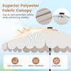 Costway 9.3 FT Solar Patio Umbrella Outdoor Market Sunshade with 24 LED Lights Ruffles Beige
