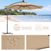 Costway 10' Hanging Solar LED Umbrella Patio Sun Shade Offset Market W/ Base Beige
