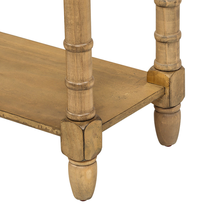 Phyllis Solid Wood Console Table With Drawers And Bottom Shelf - Old Pine