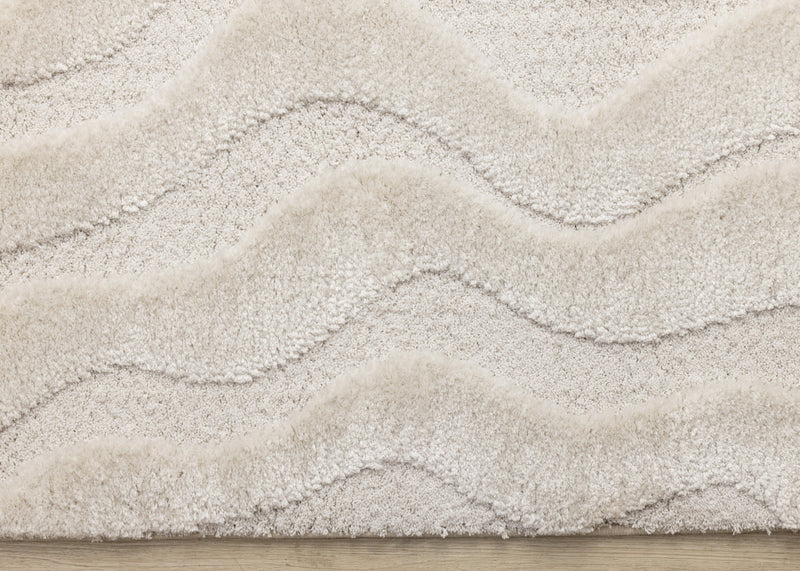 Lincoln Modern Luxurious Plush White Curves Area Rug - 7'10\" x 11'2\"