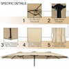 Costway 15FT Double-Sided Twin Patio Umbrella Outdoor Market W/ Crank & Base Beige