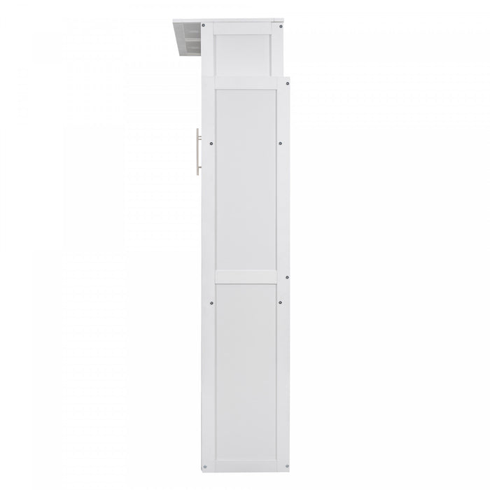Aiden Murphy Bed with Shelves and LED Lights,Full Size,White Full Bed