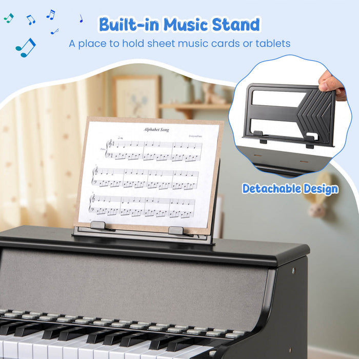 Costway 25 Keys Digital Piano with Music Stand Stool Lighted Keys Teaching Mode for 3+ Kids Black
