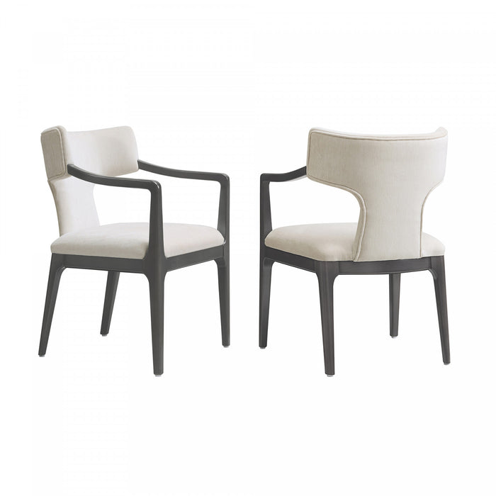Eloria Mid-Century Modern Chenille Wood Armchair in Cream