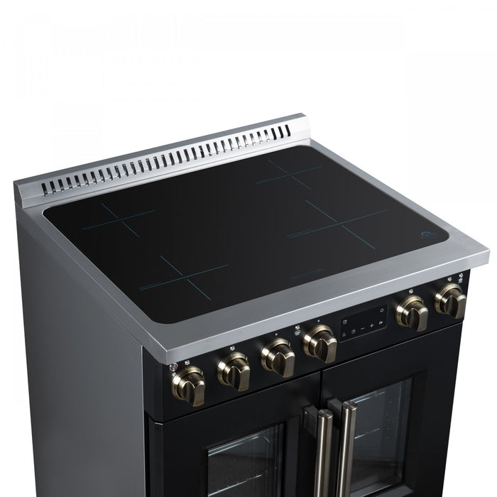 Forno Torino French Door 30 Inch Black Induction Range, 4.32 cu.ft. - FFSIN0950-30BLK Electric Range