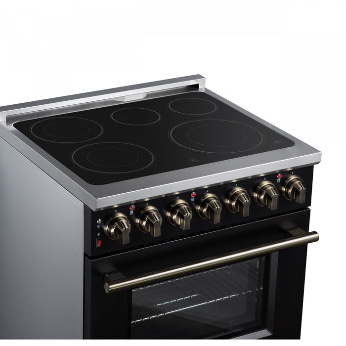 Forno Massimo 30 Inch Freestanding Electric Range, 5 radiant burners, 4.32 cu.ft., Black -FFSEL6020-30BLK