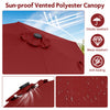 Costway 7.5 ft Solar Powered Patio Umbrella with LED Lights Push Button Tilt Crank Handle Red