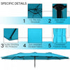 Costway 15FT Double-Sided Twin Patio Umbrella Outdoor Market W/ Crank & Base Turquoise