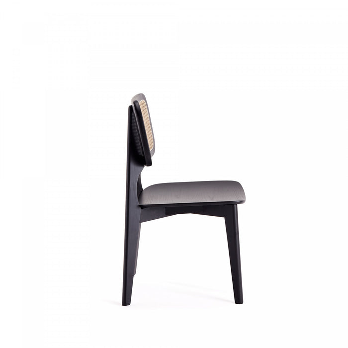 Versailles Industry Chic Wood Dining Chair in Black and Natural - Set of 4