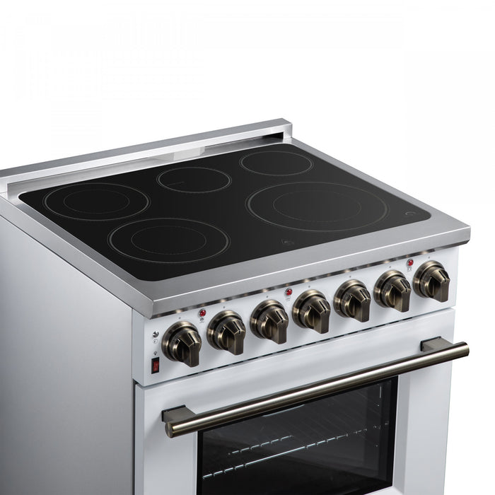 Forno Massimo 30 Inch Freestanding Electric Range, 5 radiant burners, 4.32 cu.ft., White -FFSEL6020-30WHT
